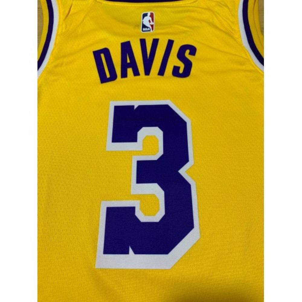 Men's Los Angeles Lakers Anthony Davis #3 Yellow 18-19 Swingman Jersey - Icon Edition-Pro Kit Vault | Brand New 26/27 Sports Jerseys